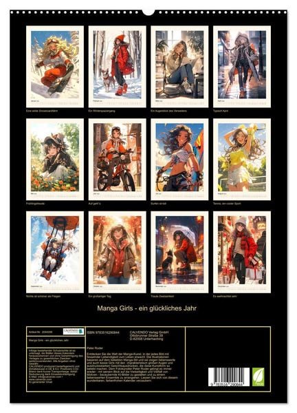 Produktbild: Manga Girls - ein gl&uuml;ckliches Jahr (hochwertiger Premium Wandkalender 2026 DIN A2 hoch), Kunstdruck in Hochglanz