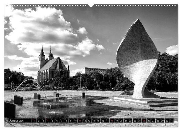 Produktbild: Magdeburg in Schwarz - Wei&szlig; (Wandkalender 2026 DIN A2 quer), CALVENDO Monatskalender