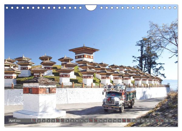 Bhutan - Frieden und Glück im Himalaya (Wandkalender 2024 DIN A4 quer), CALVENDO Monatskalender