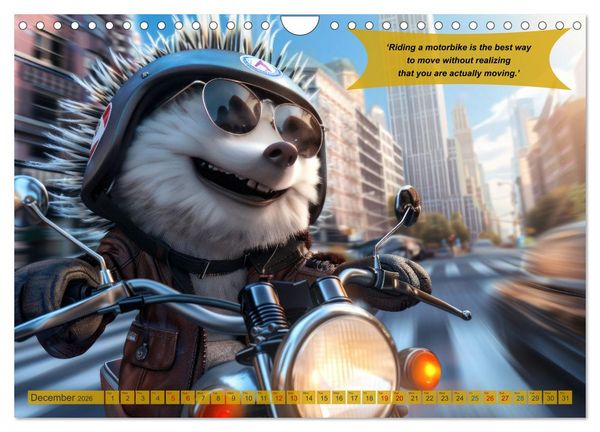 Produktbild: Funny animals as motorbike riders (Wall Calendar 2026 DIN A4 landscape), CALVENDO 12 Month Wall Calendar
