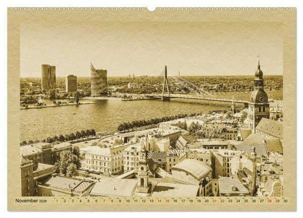 Produktbild: Riga &ndash; Ein Kalender im Zeitungsstil (hochwertiger Premium Wandkalender 2026 DIN A2 quer), Kunstdruck in Hochglanz