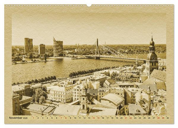 Produktbild: Riga &ndash; Ein Kalender im Zeitungsstil (Wandkalender 2026 DIN A2 quer), CALVENDO Monatskalender