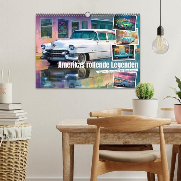 Produktbild: Amerikas rollende Legenden &ndash; Retro-Design trifft Nostalgie (Wandkalender 2026 DIN A3 quer), CALVENDO Monatskalender