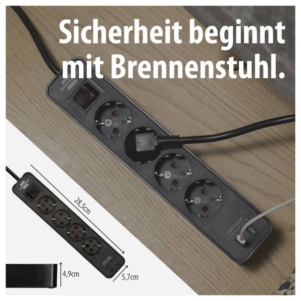 Produktbild: Brennenstuhl 1153240106 Steckdosenleiste mit Schalter Schwarz Schutzkontakt 1 St.