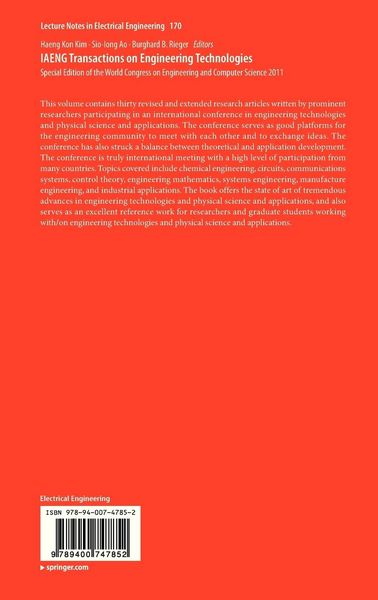 Produktbild: IAENG Transactions on Engineering Technologies