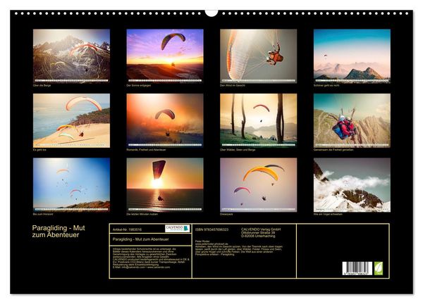 Produktbild: Paragliding - Mut zum Abenteuer (Wandkalender 2026 DIN A2 quer), CALVENDO Monatskalender