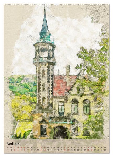 Produktbild: Dresden wie gemalt (hochwertiger Premium Wandkalender 2026 DIN A2 hoch), Kunstdruck in Hochglanz