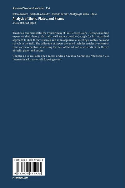 Produktbild: Analysis of Shells, Plates, and Beams