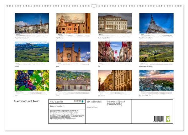 Produktbild: Piemont und Turin (Wandkalender 2026 DIN A2 quer), CALVENDO Monatskalender