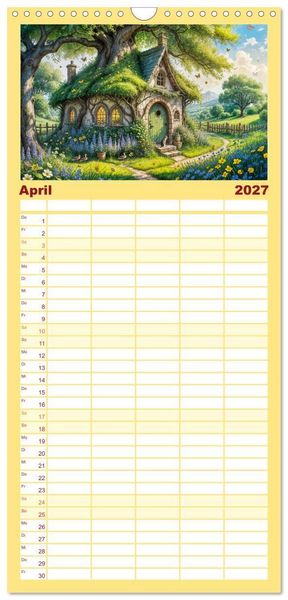 Produktbild: Familienplaner 2027 - Zauberhafte Feenh&auml;user - Wunderwelt der magischen Orte voller Fantasie mit 5 Spalten (Wandkalender, 21 x 45 cm) CALVENDO