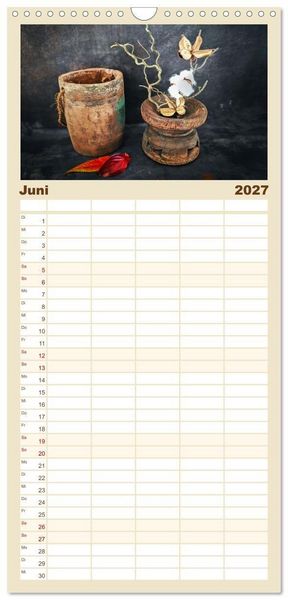 Produktbild: Familienplaner 2027 - Wabi Sabi: All die sch&ouml;nen alten Dinge mit 5 Spalten (Wandkalender, 21 x 45 cm) CALVENDO