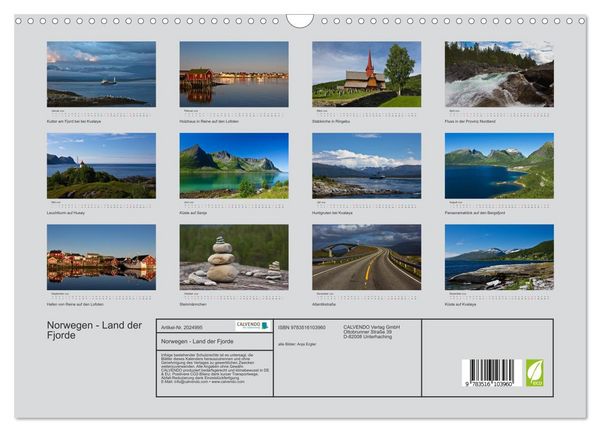 Produktbild: Norwegen - Land der Fjorde (Wandkalender 2026 DIN A3 quer), CALVENDO Monatskalender