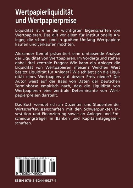 Produktbild: Wertpapierliquidit&auml;t und Wertpapierpreise