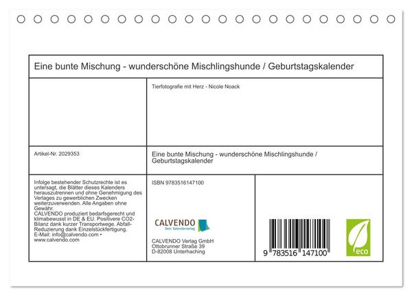 Produktbild: Eine bunte Mischung - wundersch&ouml;ne Mischlingshunde / Geburtstagskalender (Tischkalender 2026 DIN A5 quer), CALVENDO Monatskalender