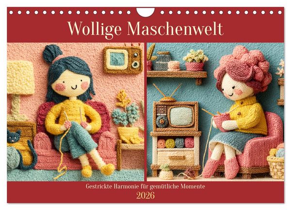Produktbild: Wollige Maschenwelt. Gestrickte Harmonie f&uuml;r gem&uuml;tliche Momente (Wandkalender 2026 DIN A4 quer), CALVENDO Monatskalender