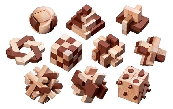 Holzpuzzle Sortiment, 10 Puzzle