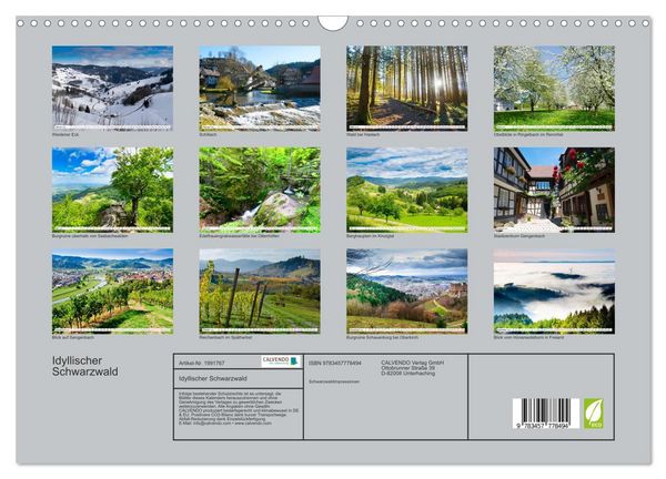 Produktbild: Idyllischer Schwarzwald (Wandkalender 2026 DIN A3 quer), CALVENDO Monatskalender