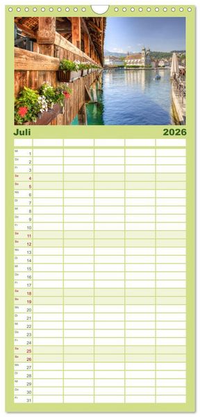 Produktbild: Familienplaner 2026 - Luzern an der Reuss mit 5 Spalten (Wandkalender, 21 x 45 cm) CALVENDO