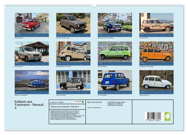 Produktbild: Kultauto aus Frankreich - Renault 4 (hochwertiger Premium Wandkalender 2026 DIN A2 quer), Kunstdruck in Hochglanz