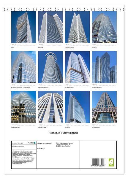 Produktbild: Frankfurt Turmvisionen (Tischkalender 2026 DIN A5 hoch), CALVENDO Monatskalender