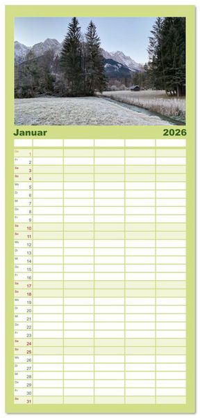Produktbild: Familienplaner 2026 - Alpenauszeit - Bergpause f&uuml;rs Herz mit 5 Spalten (Wandkalender, 21 x 45 cm) CALVENDO