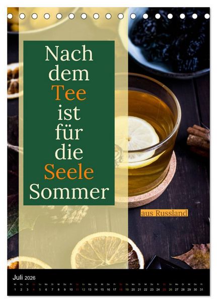 Produktbild: TEE Weisheiten und Zitate (Tischkalender 2026 DIN A5 hoch), CALVENDO Monatskalender