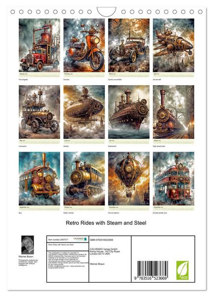 Produktbild: Retro Rides with Steam and Steel (Wall Calendar 2026 DIN A4 portrait), CALVENDO 12 Month Wall Calendar