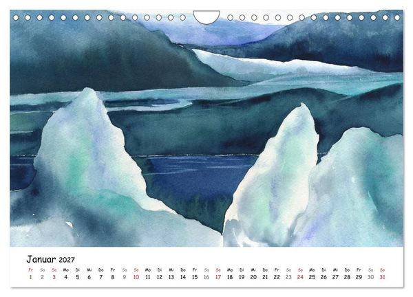 Produktbild: Landschaft in Aquarellfarbe (Wandkalender 2027 DIN A4 quer), CALVENDO Monatskalender