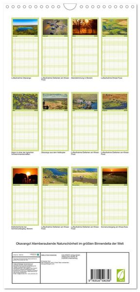 Produktbild: Familienplaner 2026 - Okavango! Atemberaubende Natursch&ouml;nheit im gr&ouml;&szlig;ten Binnendelta der Welt mit 5 Spalten (Wandkalender, 21 x 45 cm) CALVENDO