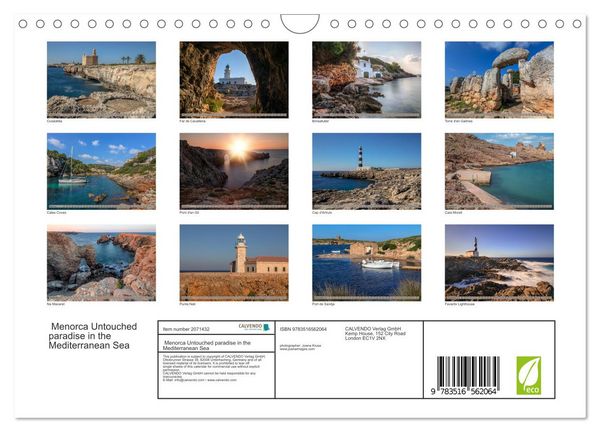 Produktbild: Menorca Untouched paradise in the Mediterranean Sea (Wall Calendar 2026 DIN A4 landscape), CALVENDO 12 Month Wall Calendar