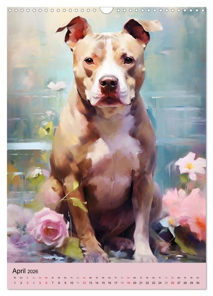 Produktbild: Pit Bull Aquarelle. Illustrationen von tollen Hunden (Wandkalender 2026 DIN A3 hoch), CALVENDO Monatskalender