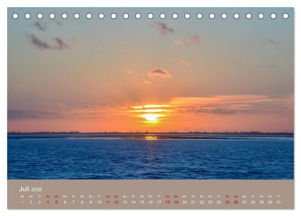 Produktbild: Wilhelmshaven - Sonne, K&uuml;ste und Meer (Tischkalender 2026 DIN A5 quer), CALVENDO Monatskalender