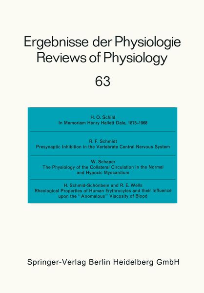 Produktbild: Ergebnisse der Physiologie / Reviews of Physiology