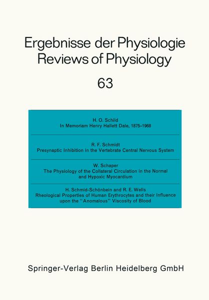 Produktbild: Ergebnisse der Physiologie / Reviews of Physiology