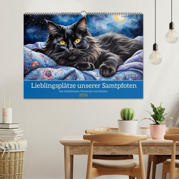 Produktbild: Lieblingspl&auml;tze unserer Samtpfoten (Wandkalender 2026 DIN A2 quer), CALVENDO Monatskalender