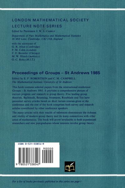 Produktbild: Proceedings of Groups-St. Andrews, 1985
