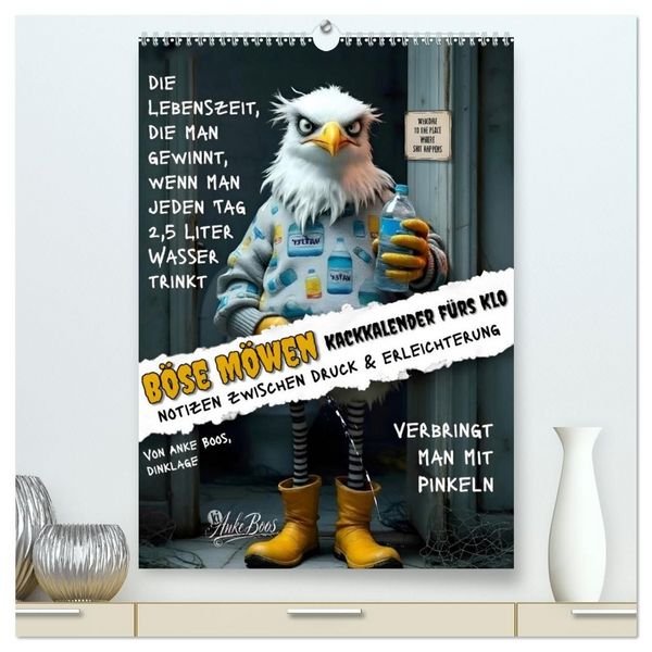 Produktbild: B&ouml;se M&ouml;wen - Kackkalender f&uuml;rs Klo (hochwertiger Premium Wandkalender 2027 DIN A2 hoch), Kunstdruck in Hochglanz