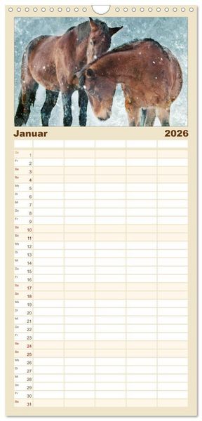 Produktbild: Familienplaner 2026 - Pferde zum Tr&auml;umen mit 5 Spalten (Wandkalender, 21 x 45 cm) CALVENDO
