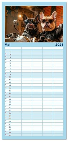 Produktbild: Familienplaner 2026 - HUNDE-SELFIES Tierischer Outdoorspa&szlig; mit 5 Spalten (Wandkalender, 21 x 45 cm) CALVENDO