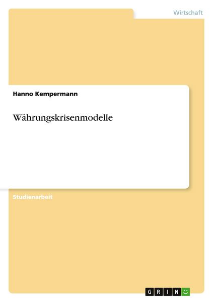 Produktbild: W&auml;hrungskrisenmodelle