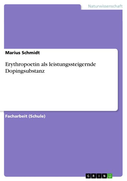 Produktbild: Erythropoetin als leistungssteigernde Dopingsubstanz