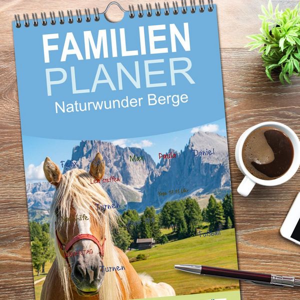 Produktbild: Familienplaner 2026 - Naturwunder Berge mit 5 Spalten (Wandkalender, 21 x 45 cm) CALVENDO