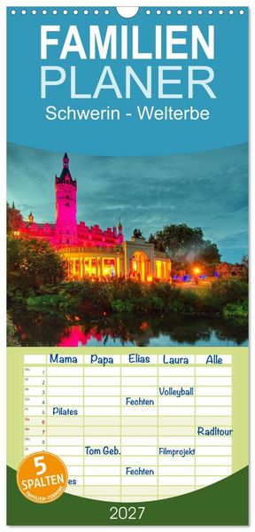 Produktbild: Familienplaner 2027 - Schwerin - Welterbe mit 5 Spalten (Wandkalender, 21 x 45 cm) CALVENDO