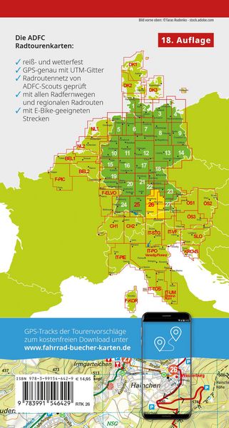 Produktbild: BVA ADFC Radtourenkarte Oberbayern West M&uuml;nchen 1:150.000