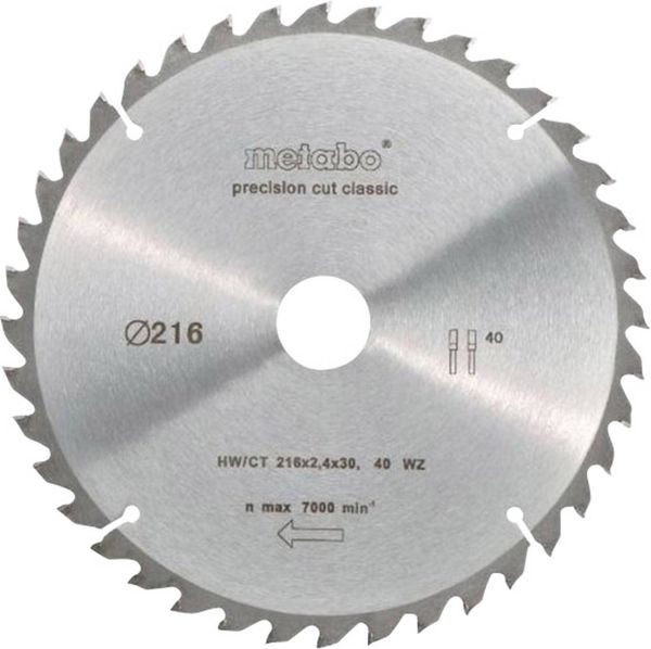 Metabo precision cut wood - classic 628060000 Kreissägeblatt 216 x 30 x 1.8 mm Zähneanzahl: 40 1 St.