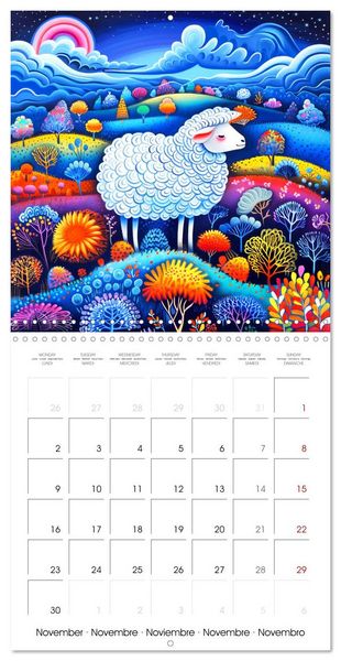 Produktbild: Voyage color&eacute; na&iuml;f (Calendrier mural carr&eacute; 2026 30x30 cm) Calendrier double avec une page pour vos prises de notes