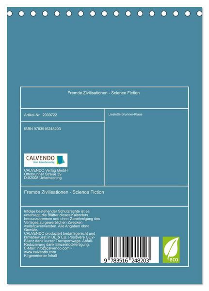 Produktbild: Fremde Zivilisationen - Science Fiction (Tischkalender 2026 DIN A5 hoch), CALVENDO Monatskalender