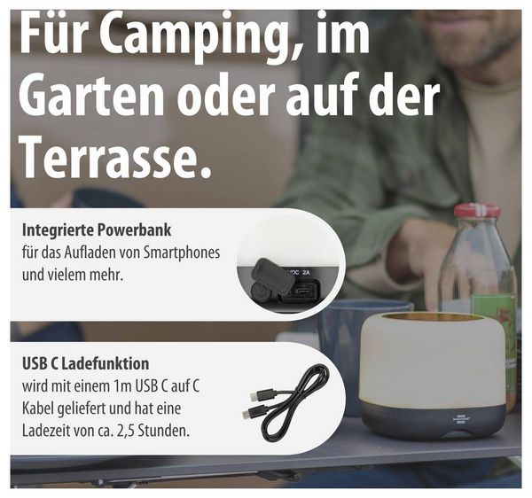 Produktbild: Brennenstuhl 1173740009 RGB GL 100 ASR LED Camping-Leuchte 340 lm akkubetrieben, solarbetrieben 0.41 kg Schwarz