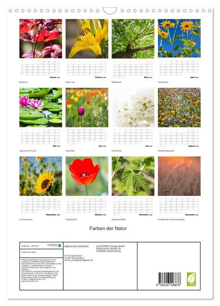 Produktbild: Farben der Natur (Wandkalender 2026 DIN A3 hoch), CALVENDO Monatskalender