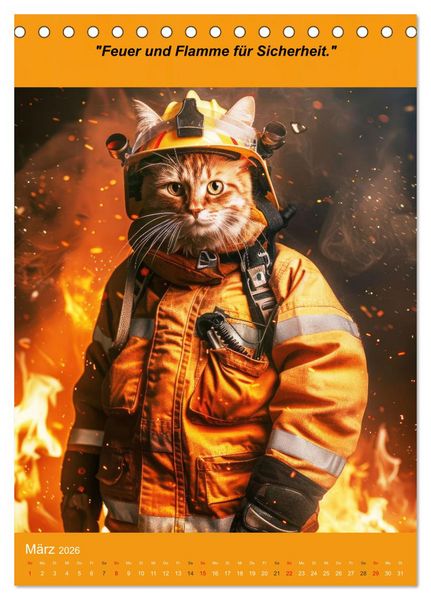 Produktbild: Der tierisch lustige Feuerwehrkalender (Tischkalender 2026 DIN A5 hoch), CALVENDO Monatskalender